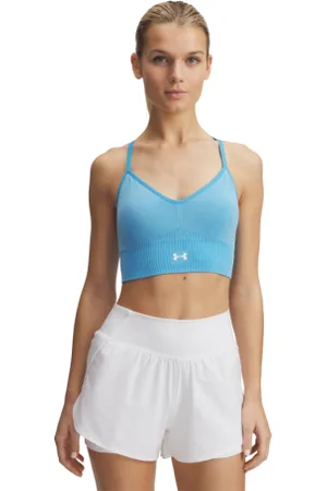 Under Armour Dámská tréninková sportovní podprsenka Vanish Seamless Washed Low-BLU
