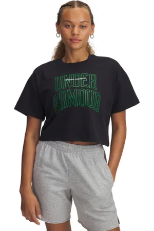Under Armour Dámské triko s krátkým rukávem UA W VARSITY MIX HW SS CROP-BLK