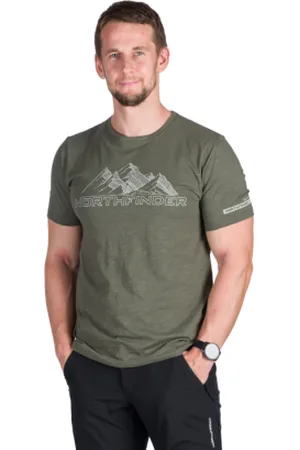 Northfinder Pánské turistické triko s krátkým rukávem JORG-300darkgreen