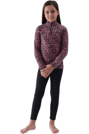 4F Dívčí lyžařská flísová mikina FLEECE UNDERWEAR-JWAW24UFLEF051-64A-SALMON CORAL ALLOVER