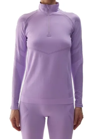 4F Dámská zateplená lyžařská mikina s 1 2 zipem SEAMLESS UNDERWEAR-WAW24USEAF160-52S-LIGHT VIOLET