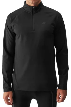 4F Pánská zateplená lyžařská mikina s 1 2 zipem BRUSHED UNDERWEAR-WAW24UBRUM076-20S-DEEP