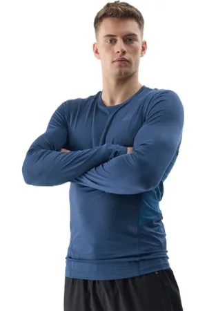 4F Pánské tréninkové tričko s dlouhým rukávem LONGSLEEVE FNK-WSS24TFLOM183-32S-DENIM