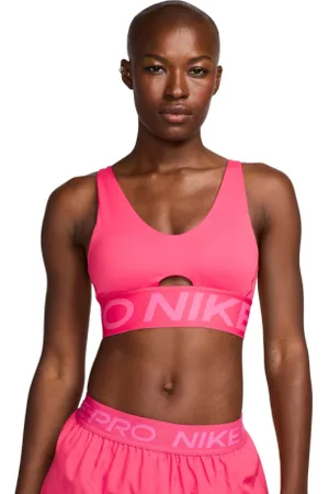 Nike Dámská tréninková sportovní podprsenka PRO W NP INDY PLUNGE BRA BOLD-629 ASTER PINKSICLE WHITE