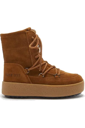 Moon Boot Dívčí vysoké zimní boty JTRACK LACE SUEDE, 001 cognac