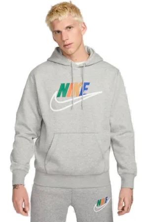 Nike Pánské zateplené tepláky M NK CLUB BB HDY FUTURA BLOCK-063 DK HEATHER SMOKE GRY