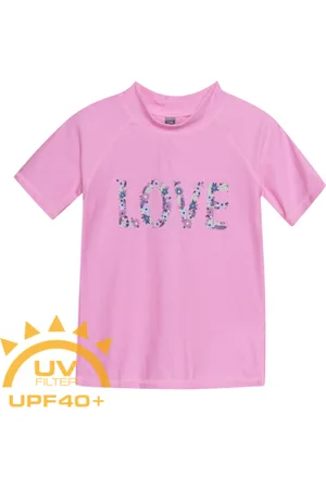 Color Kids Dívčí tričko na koupání T-shirt W. Print, begonia