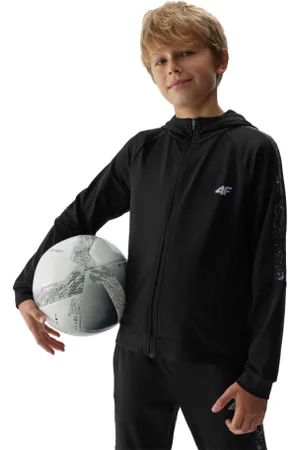 4F Chlapecká zateplená tréninková mikina se zipem SWEATSHIRT FNK-JAW23TFSWM205-20S-DEEP