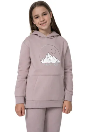 4F Dívčí turistická mikina s kapucí SWEATSHIRT F277-52S-LIGHT VIOLET