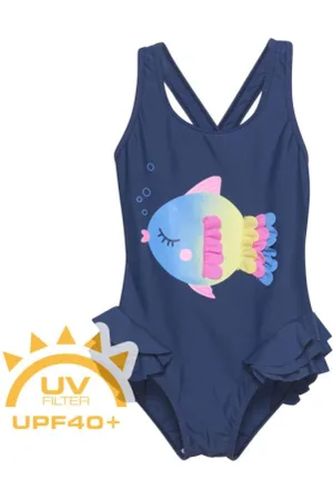 Color Kids Dívčí plavky BABY Swimsuit W. Application 7198-Dark Denim