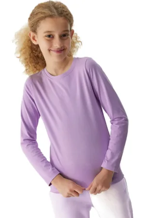 4F Dívčí tričko s dlouhým rukávem LONGSLEEVE-JAW23TLONF141-52S-LIGHT VIOLET