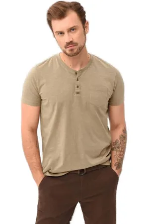 Volcano Pánské triko s krátkým rukávem WARREN-102-BEIGE