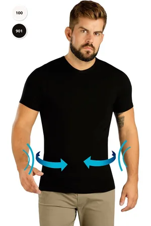 Litex Pánské elastické zeštíhlující tričko černé/bílé