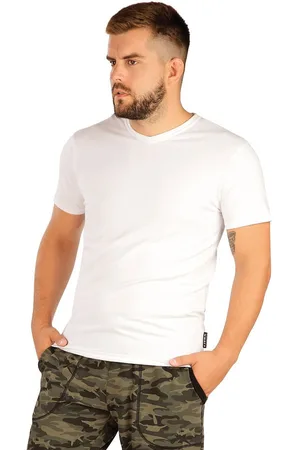 Litex Pánské bílé bavlněné tričko krátký rukáv