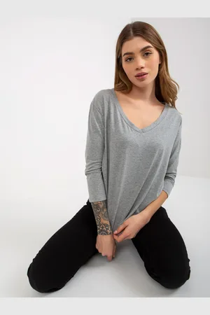 Ex moda Základní melanžová halenka s výstřihem