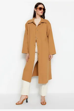 Trendyol Camel Gabardén Detailní trenčkot