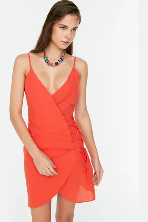 Trendyol Red Tie Detailed Beach Dress