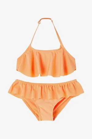 NAME IT Oranžové holčičí dvoudílné plavky Fini - unisex