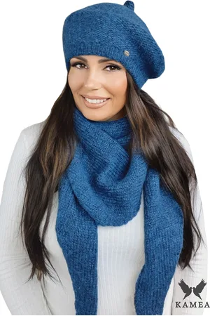 Kamea Dámský set _Set_Beret&Scarf_K.22.210.12_Navy_Blue