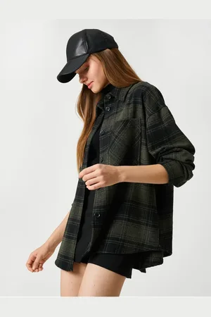 Koton Lumberjack Shirt Back Printed Long Sleeve