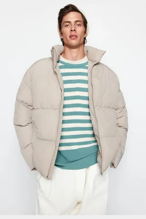 Trendyol Stone Unisex Oversize Fit Stojatý límec Puffer bunda