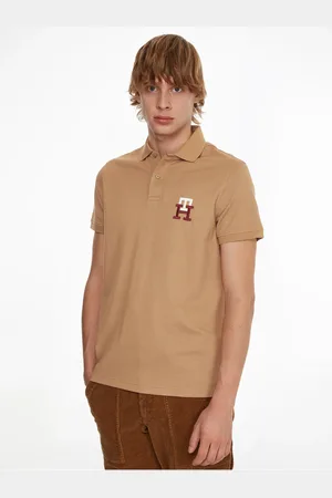 Tommy Hilfiger Hnědé pánské polo tričko - Pánské