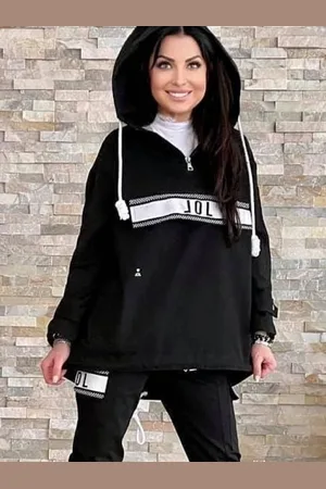 By o la la Black hoodie oversize print la