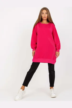 RUE PARIS Základní fuchsiová basic tunika z bavlny