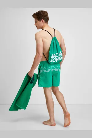 JACK & JONES Sada pánských plavek, ručníku a vaku v zelené barvě - Pánské