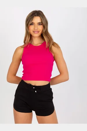 BASIC FEEL GOOD Základní fuchsiový bavlněný pruhovaný top