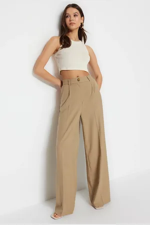 Trendyol Khaki Iron-On Trace Široké kalhoty