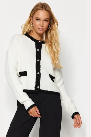 Trendyol Ecru Boucle Příze Pletená příze Cardigan