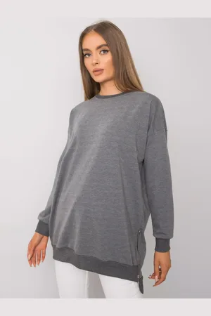 BASIC FEEL GOOD Dámská tmavě melanžová tunika se zapínáním na zip