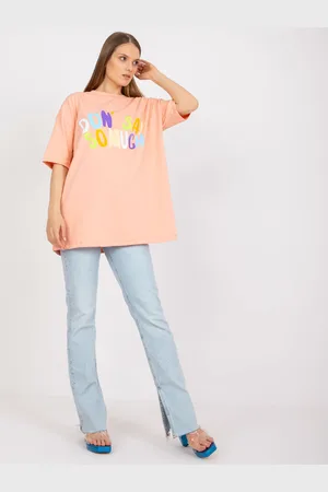 Fancy Oversized meruňkové tričko s potiskem