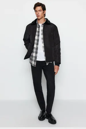 Trendyol Pánský černý Regular Fit Für Collar Fleece Lined Thick Coat