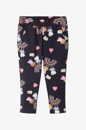 NAME IT Tmavě modré holčičí vzorované tepláky Jina Peppa Pig - Holky