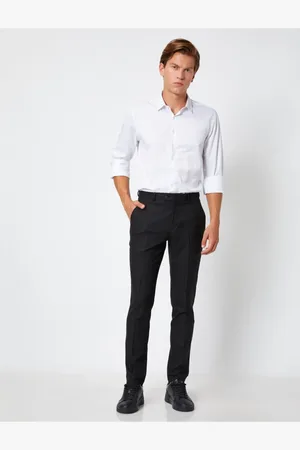 Koton Pánské černé kostkované slim chino kalhoty