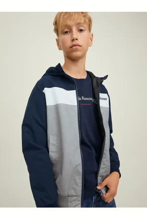 JACK & JONES Šedo-tmavě modrá klučičí bunda Rush - Kluci