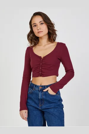 Tally Weijl Vínový crop top - Dámské