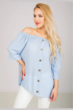 Kesi Elegantní dámská halenka s knoflíky - modrá