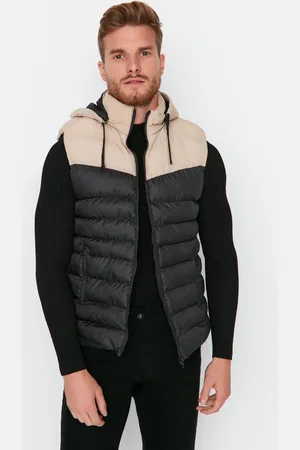 Trendyol Black Regular Fit Color Block Winter Puffer Vest