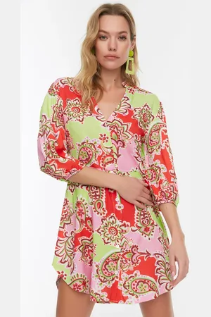 Trendyol Multicolored Patterned Shirt Beach Dress