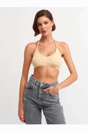 Dilvin 1061 Lace-Up Back Knitwear Bra-T.yellow.