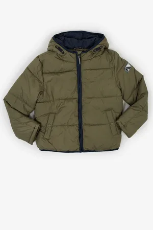 TOM TAILOR Khaki klučičí prošívaná bunda s kapucí - Kluci