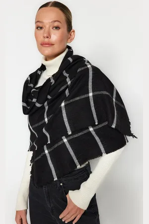 Trendyol Black Checkered Soft Textured Scarf