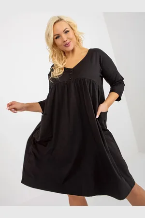 RELEVANCE Černé mikinové šaty plus size basic s kapsami