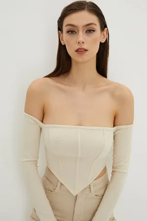 COOL Dámské vanilková záda na zip crop halenka B518