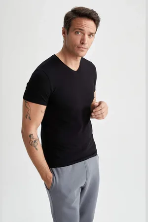 DeFacto Slim Fit tričko s výstřihem do V