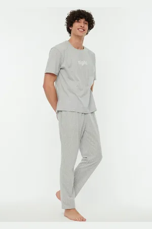 Trendyol Gray Printed Knitted Pajama Set