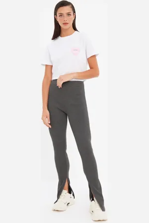 Trendyol Anthracite Slit Detailed Knitted Leggings